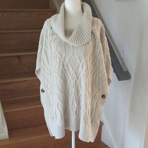 Caslon Cozy Cream Cable Knit Poncho